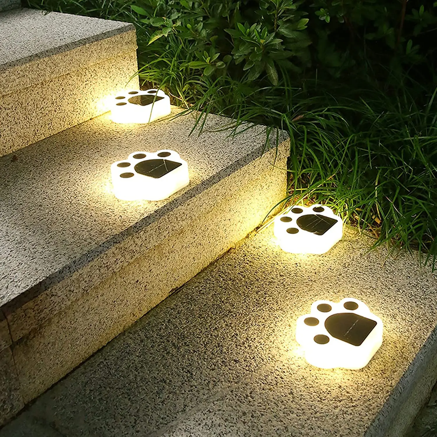 Solar Ground Lights  Paw Shape 4 LED Lights Outdoor Garden scape Lights for Lawn - £129.56 GBP