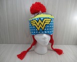 Womder Woman Girls Youth one size winter knit beanie hat cap off red blue - $9.35