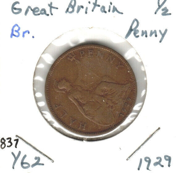 Primary image for Great Britain 1/2 Penny, 1929, Bronze, KM62