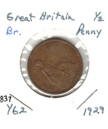 Great Britain 1/2 Penny, 1929, Bronze, KM62 - £2.35 GBP