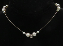 OR PAZ ISRAEL 925 Sterling Silver - Vintage Pearls Thin Chain Necklace - NE2273 - £92.77 GBP