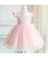 Girls Children Toddler Ruffle Sleeveless Big Bow Princess Tulle Sundress_ - £15.18 GBP