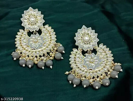 Kundan Earrings Jhumka Bali Bridal Wedding Party Wear Indo Arabic Jewelr... - $37.88 MXN