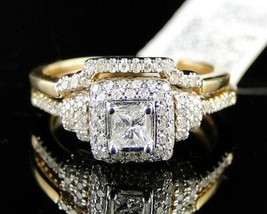 1.86Ct Princess Cut CZ Engagement , Wedding ,Bridal Ring Set 925 Sterling Silver - $138.59