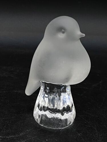 Reijmyre Glasbruk Kristail Sweden Satin &amp; Clear Glass Bird on Pedestal - $26.72
