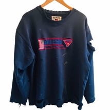 Vtg 80&#39;s Guess Sport Distressed Destroyed Thrashed Sweatshirt Men L Embroidered - £112.12 GBP