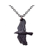 Alchemy Gothic Protective Ravenine Flying Black Raven Crow Pendant Neckl... - £16.47 GBP