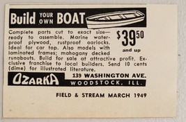 1949 Print Ad Ozarka Build Your Own Boat Kits Woodstock,Illinois - £6.35 GBP