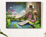 Fairy Tree House Canvas Wall Plaque With Sentiment 8&quot; High LED Timer Fun... - £14.78 GBP