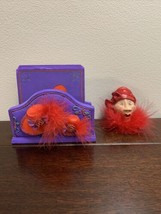 Red Hat Society Lot Coasters With Holder &amp; 3D Magnet Excellent Quality! - £11.65 GBP