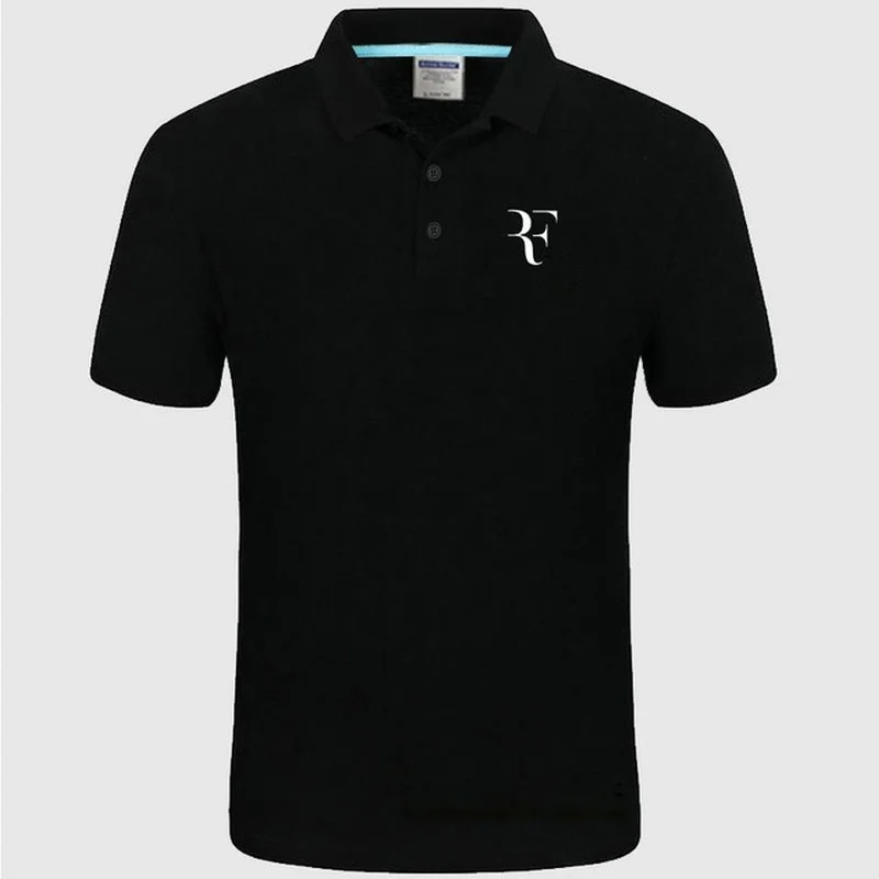 Sporting 2021 New Polo Shirt RF roger federer logo Cotton Polo shirt Short Sleev - £37.56 GBP