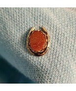 Gold color HORSESHOE Tie Tack Pin Sparkling Coral Colored Stone Insert - £5.37 GBP