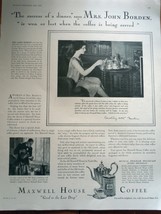 Maxwell House Coffee Served By Mrs. John Borden Magazine Advertising  1929 - $6.99