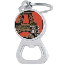 Tour Eiffel Paris Bottle Opener Keychain - Metal Beer Bar Tool Key Ring - £8.42 GBP
