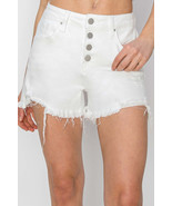 RISEN Button Fly Frayed Hem Denim Shorts - $95.45 CAD