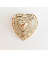 Gerry&#39;s Vintage 3D Triple Heart Gold Tone Pendant and Brooch Combo in One - £10.26 GBP