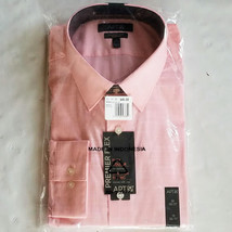 Apt. 9 Dress Shirt Men&#39;s Pink 18 36/37, 17 36/37 Slim Fit Flex Collar New - £15.86 GBP