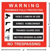 Video + Armed Homeowner + Guard Dog + Alarm Security Warning Stickers / ... - £5.19 GBP