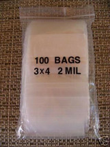 PLASTIC BAG 3x4 zip lock white block small poly 100 - £7.16 GBP