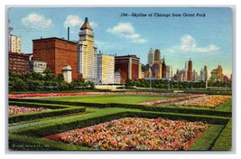 Skyline From Grant Park Chicago Illinois IL Linen Postcard W18 - £1.44 GBP