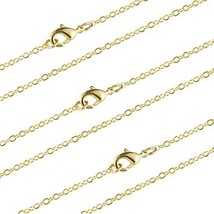 Wholesale 12 PCS Gold Plated Over Solid Brass Chain Bulk Finished Chains Jewelry - £24.56 GBP+