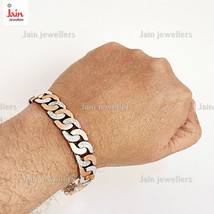 14 Kt, 18 Kt Two Tone Rose Gold Italian Cuban Link Men&#39;s Bracelet 27 - 37 Grams - £2,355.67 GBP+