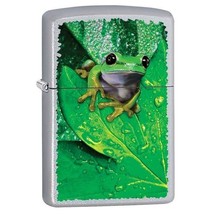 Zippo Lighter - Frog On Leaf Satin Chrome - 853442 - £20.11 GBP
