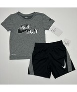 Nike Toddlers Dri-Fit JDI Tee Shirt &amp; Shorts Set Outfit Two Piece Black ... - £19.92 GBP
