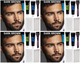 2 Kits Dark Brown Beard Moustache Sideburnes Hair Dye CREAM-COLOR Gray Beard - £15.97 GBP