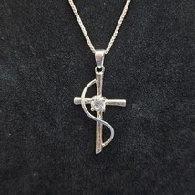 Sterling Silver Cross with CZ Gemstone 17&quot; Necklace 3.32g - $12.99