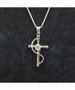 Sterling Silver Cross with CZ Gemstone 17&quot; Necklace 3.32g - $237.26 MXN