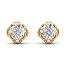 14K Yellow Gold Plated Round Cubic Zirconia Mini Celtic Solitaire Stud Earrings - $59.99