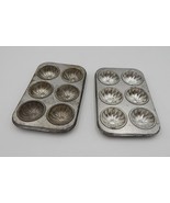 Aluminum Mini Daisy 6 Cupcake Pan Tray Children&#39;s Toy Set of 2 Vintage H... - $18.99