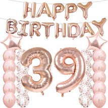 39Th Birthday Decorations Party Supplies,39Th Birthday Balloons Rose Gold,Number - £17.91 GBP