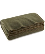 Olive Drab Green Fire Retardant Wool Blanket (66&quot; x 90&quot;) 80% Wool Milita... - $37.99