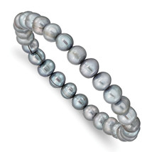 6-7mm Grey Freshwater Cultured Pearl Stretch Bracelet QH5459 - $32.96