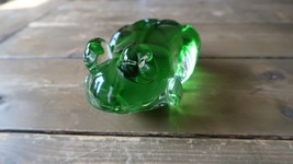Huge Large Green Glass Hand Made Frog Sculpture Paperweight 6.5&quot; - £87.04 GBP