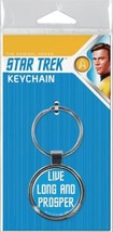 Star Trek Tos Live Long And Prosper Phrase Round Metal Key Chain New Unused - £3.89 GBP