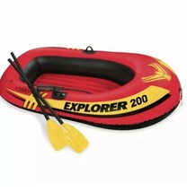 Intex Explorer 200 Inflatable 2 Person River Boat Raft Set w/ Oars &amp; Pump Lake - £49.84 GBP