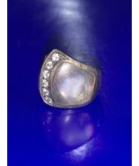 Abalone, faceted crystal and marcasite .925 Sterling silver ring Size: 7 - $212.66 CAD