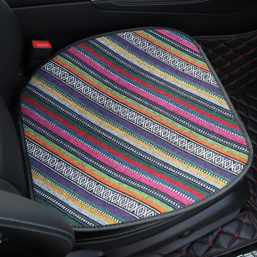 Flax Car Seat Cover Front Rear Linen Fabric Cushion Breathable Protector Mat P - £13.45 GBP