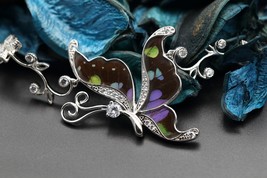 Navia Jewelry Butterfly Wings Graphium weiskei Silver Necklace BN-011W-RH - £169.85 GBP