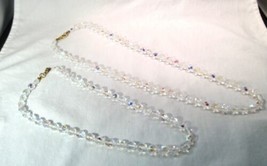 Vintage Aurora Borealis Crystal Bead Necklaces - Set of 2 - K1497 - £21.67 GBP
