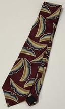 J.T. Beckett Neck Tie Necktie Silk Geometric Abstract Maroon Designer - $6.95