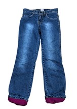 Jeans Fleece Lined Girls 10 Adjustable Waist 5 Pockets Embroidery Distre... - $18.00