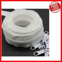 10 Yards of White Nylon Coil Zippers with 25 Sliders for Seamless DIY Pr... - $546.04 MXN