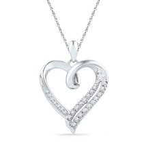 10k White Gold Womens Round Diamond Heart Outline Pendant 1/10 Cttw - £206.19 GBP