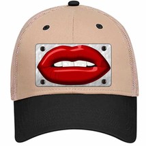 Red Lips Novelty Khaki Mesh License Plate Hat - £23.24 GBP