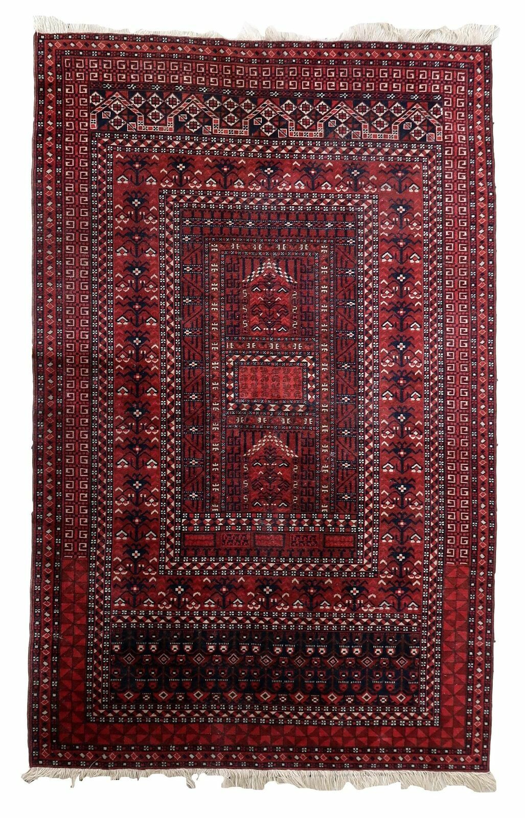 Handmade vintage Turkmen Hachli rug 4.6&#39; x 7.2&#39; (142cm x 221cm) 1960s - ... - $496.97