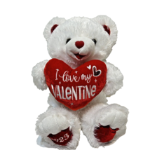 Sweetheart Teddy Plush White I Love My Valentine Stuffed Animal 20&quot; Red White - £11.81 GBP